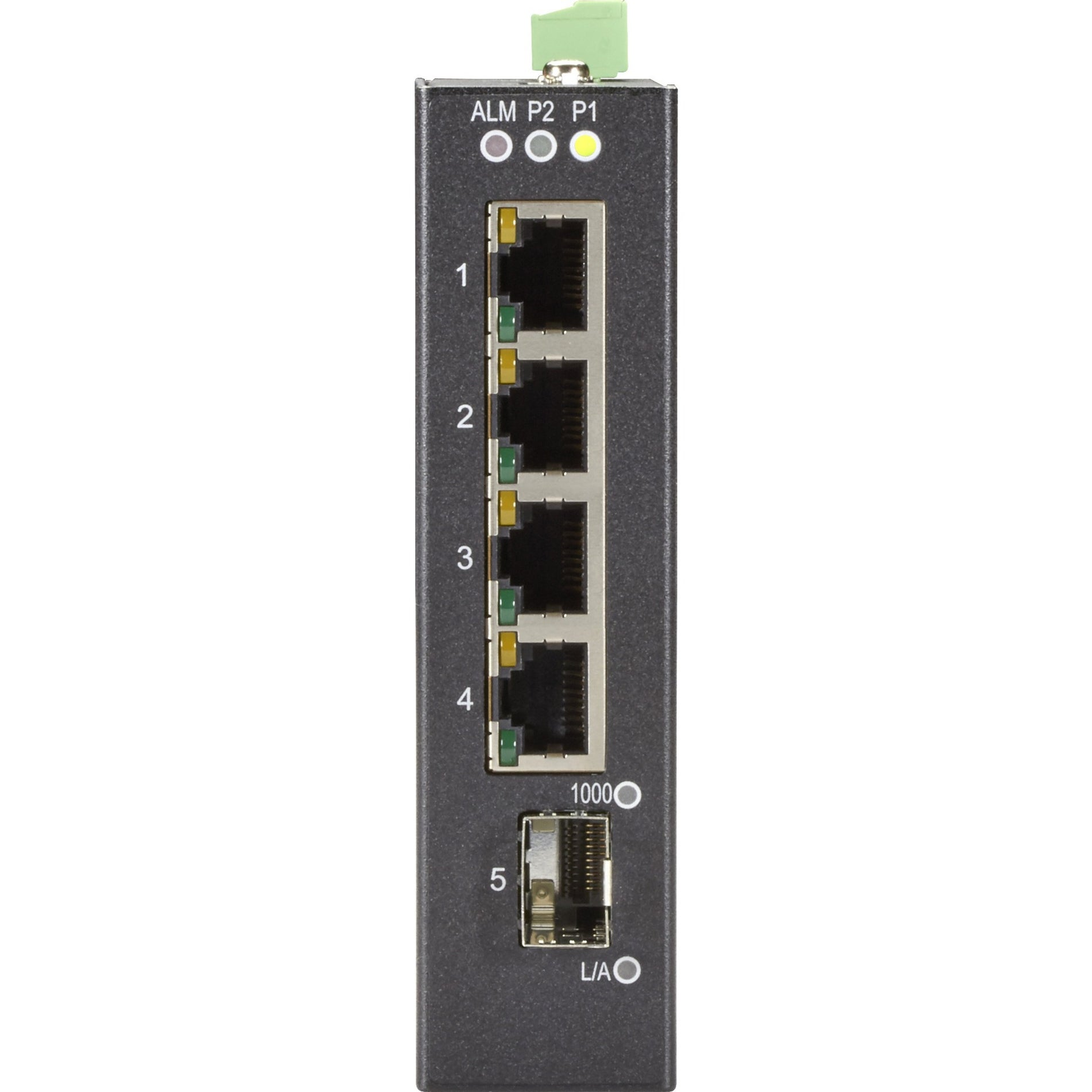 Close-up view of Black Box LIG401A ethernet switch ports and status indicators-alternate-image2