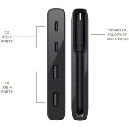 Belkin B2B153-04-BLK USB-C 4-Port Mini Hub for Business Bag & Label