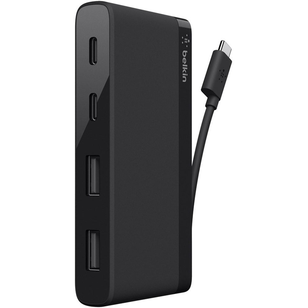 Hub USB-C 4 Ports Mini pour Sac Professionnel et Étiquette Belkin B2B153-04-BLK