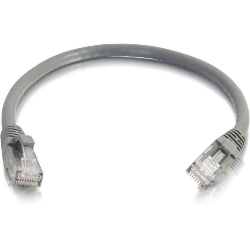 Gray Cat6 ethernet patch cable with clear RJ-45 connectors showing internal wiring