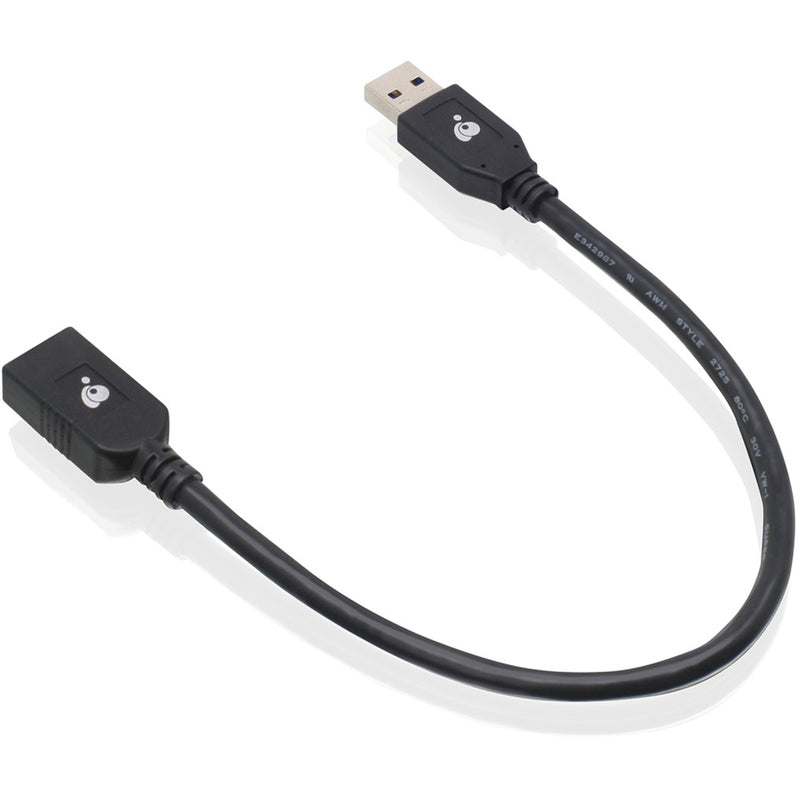 Side view of IOGEAR USB 3.0 extension cable showing curved design and quality construction