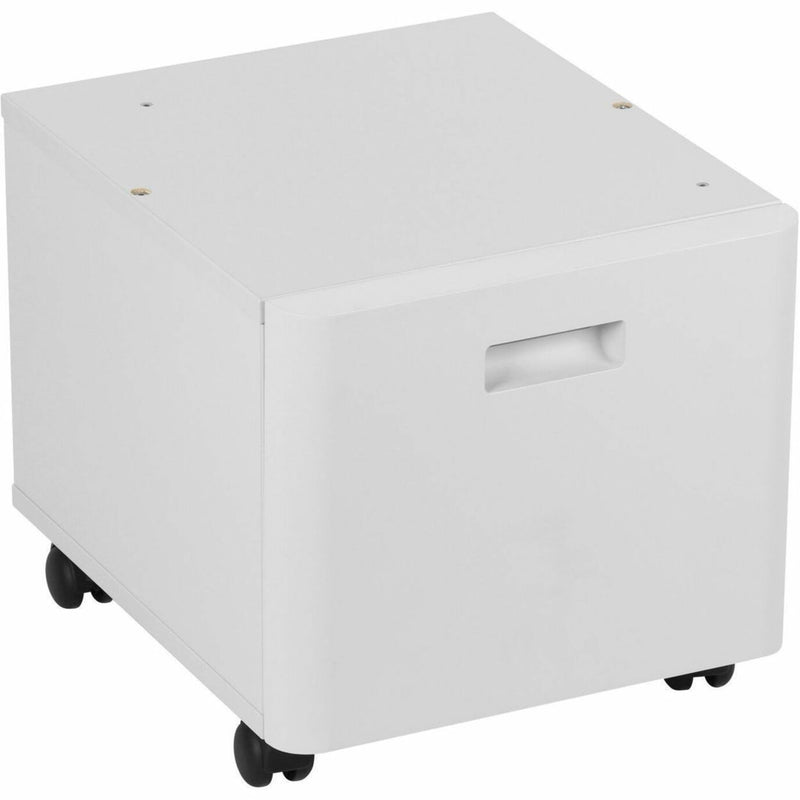 Side view of Brother CB1010 printer cabinet showing handle detail and smooth white finish