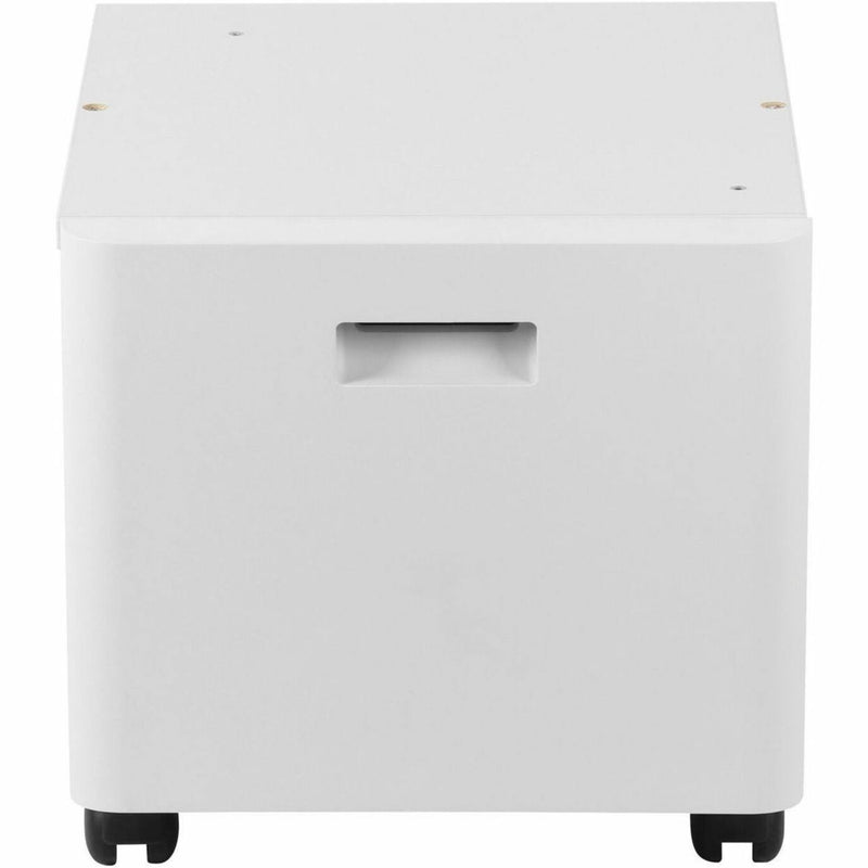 White Brother CB1010 printer cabinet with integrated handle and casters viewed from front angle