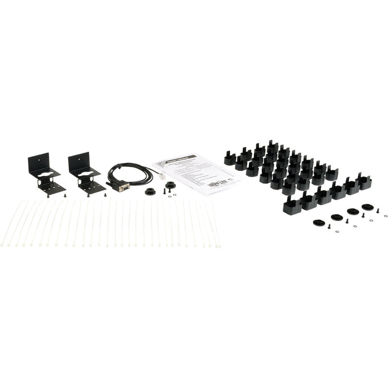 Installation kit components including mounting brackets, cables, and plug-lock inserts