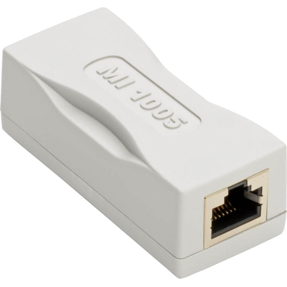 Side view of white Tripp Lite N234-MI-1005 medical Ethernet isolator showing single RJ45 port-alternate-image1