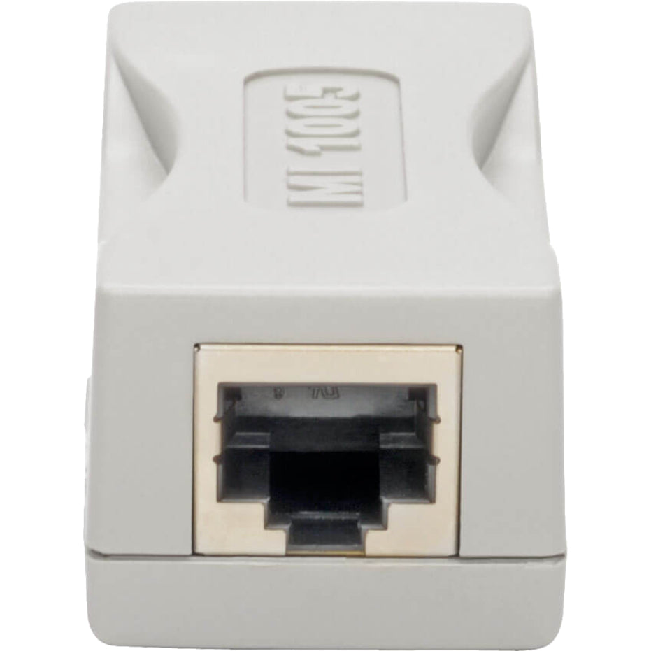 Close-up view of RJ45 port on Tripp Lite medical Ethernet isolator with embossed branding-alternate-image2