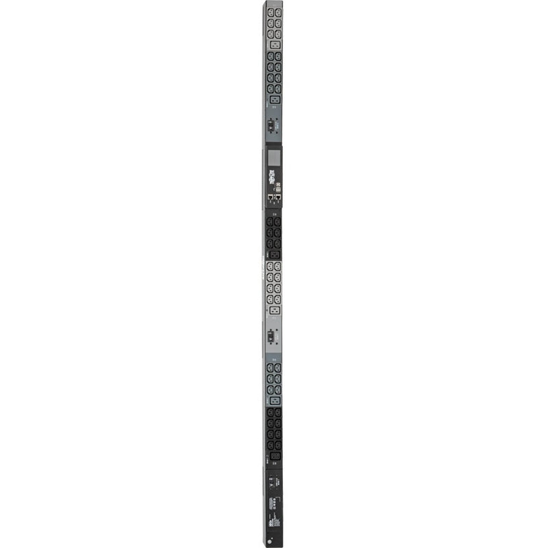 Full-length view of Tripp Lite PDU showing vertical outlet arrangement and form factor