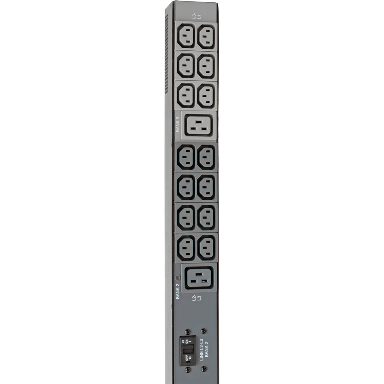 Close-up view of PDU outlet bank showing C13 and C19 outlet arrangement-alternate-image3