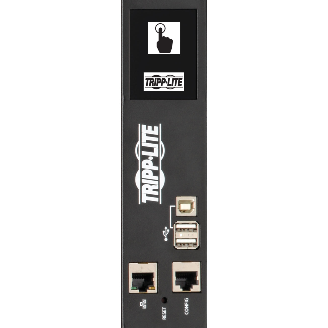 Digital interface panel of PDU showing display screen and network ports-alternate-image4