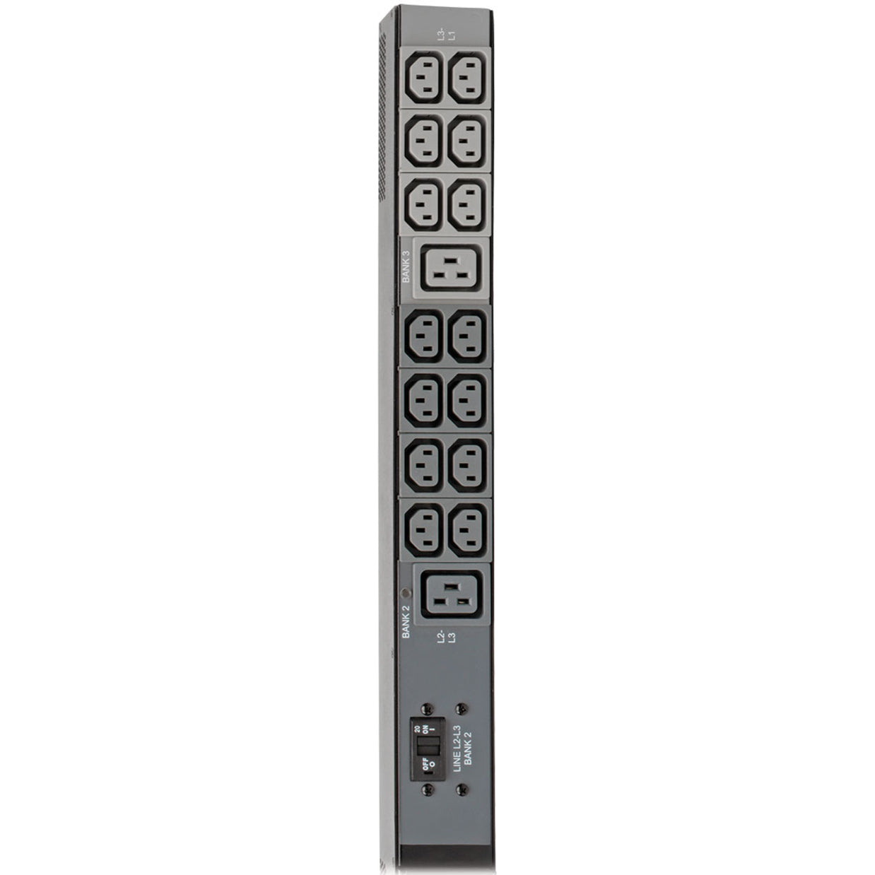 Detailed view of PDU load bank showing outlet arrangement and circuit breakers-alternate-image4