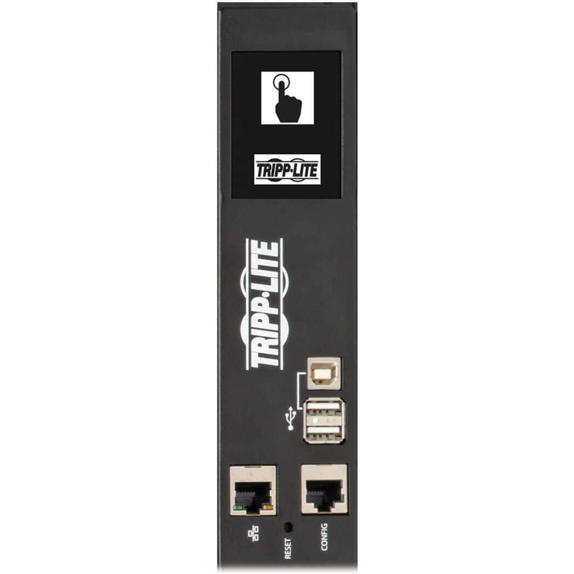 Close-up of PDU network management interface showing display and connectivity ports-alternate-image3