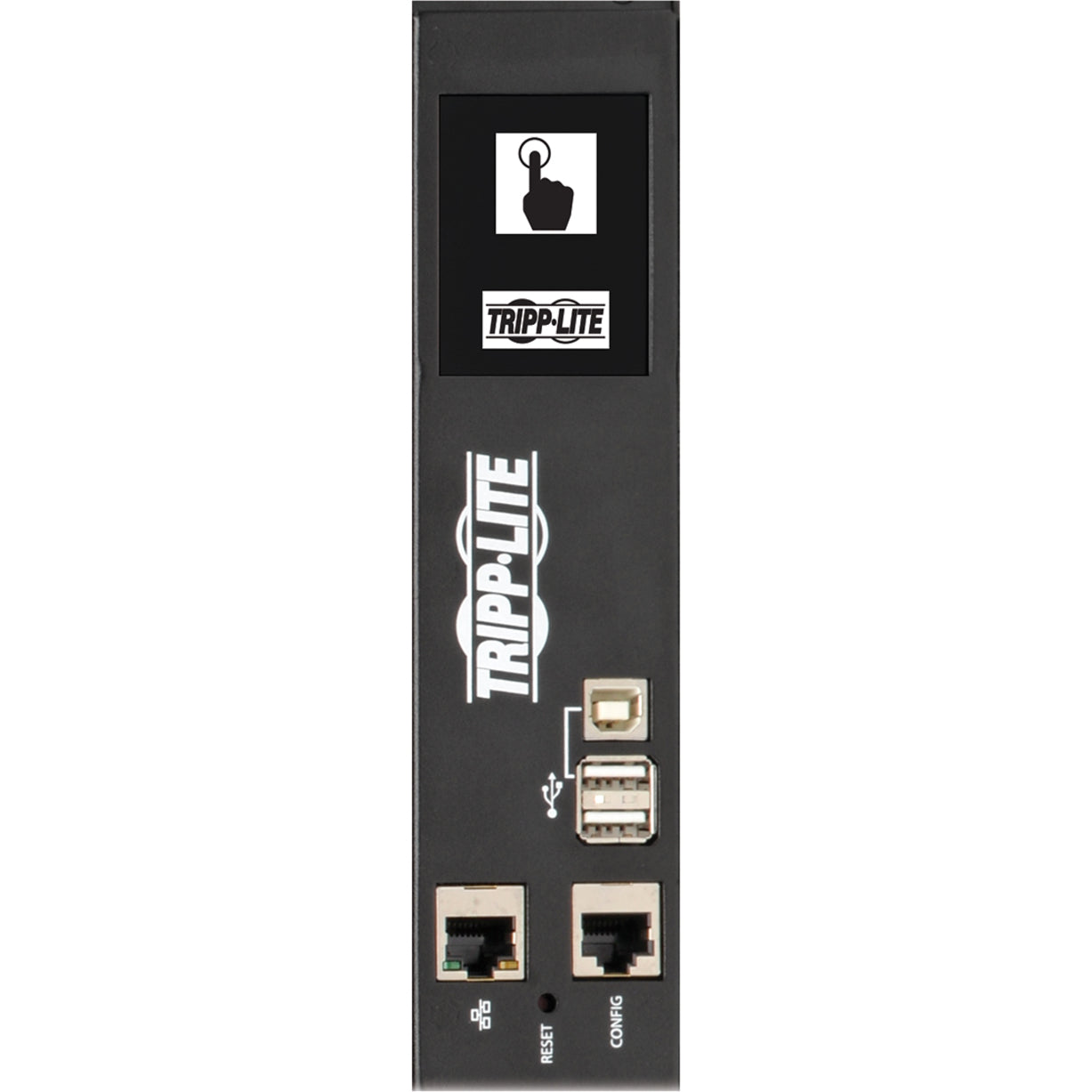 Digital control panel of PDU showing touchscreen interface and network connections-alternate-image4