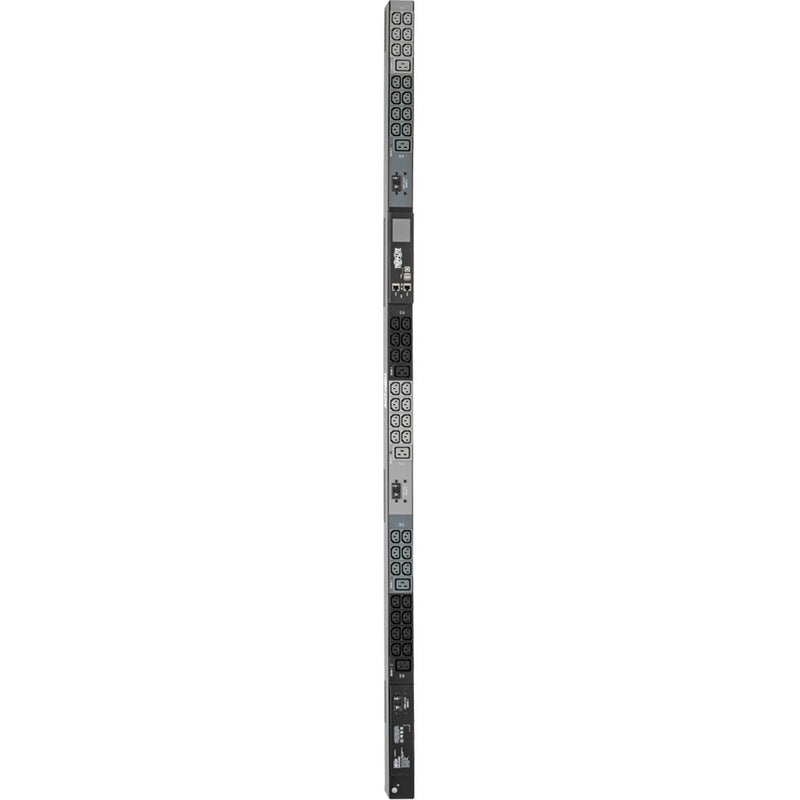 Full-length view of PDU showing vertical outlet arrangement and power distribution banks