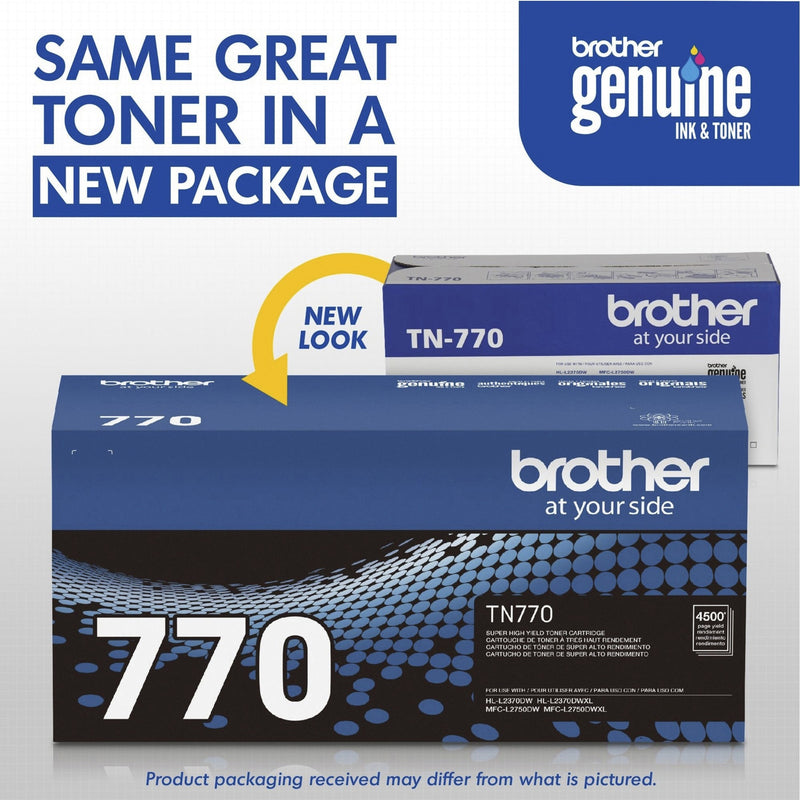 Comparison of old and new Brother TN-770 toner packaging designs