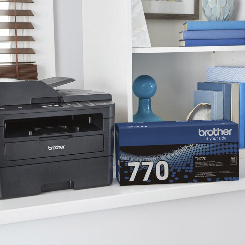 Brother printer with TN-770 toner cartridge displayed alongside