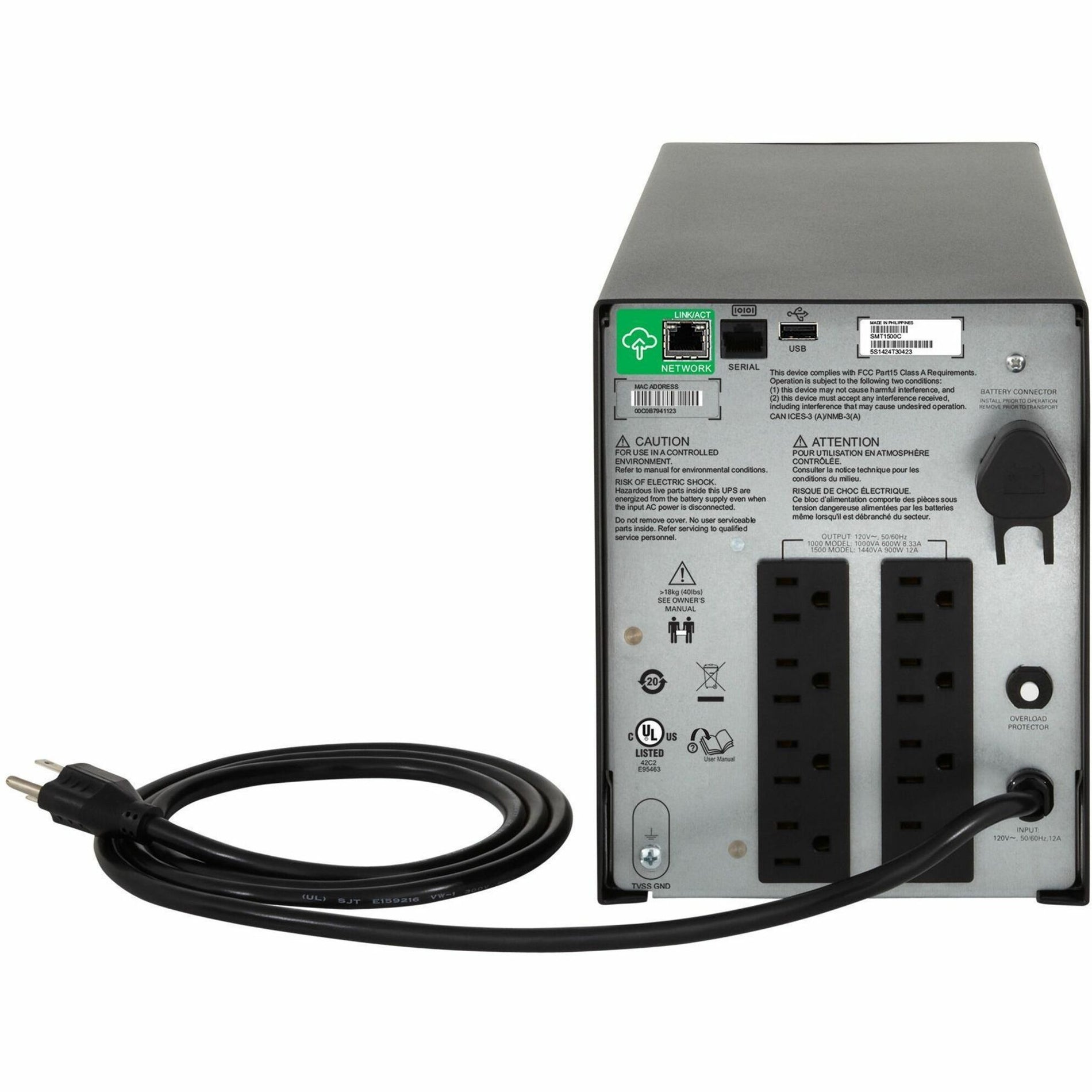 APC Back-UPS Pro BR - UPS - AC 120 V - 600 Watt - 1000 VA - USB, serial -  output connectors: 10 - black