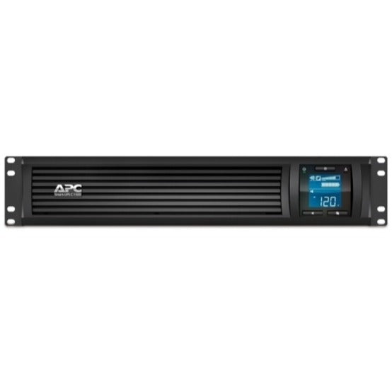 Direct front view of APC Smart-UPS C 1500VA showing 2U rack mount design and ventilation