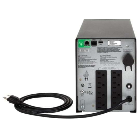 Rear view of APC Smart-UPS showing power outlets, connections, and power cord