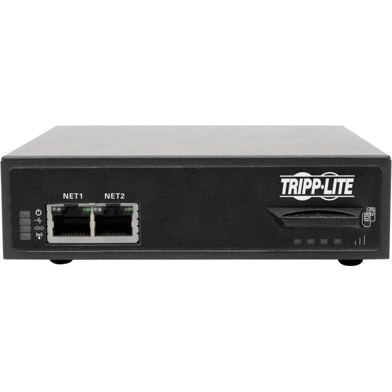 Front view of Tripp Lite B093-004-2E4U-V showing dual Ethernet ports and status indicators