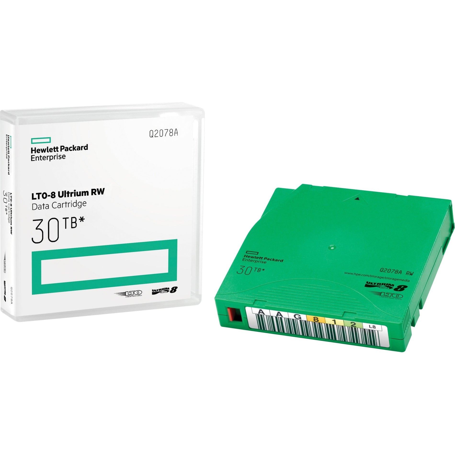 HPE Q2078AL LTO-8 Ultrium 30TB RW Custom Labeled Library Pack 20 Data Cartridges with Cases