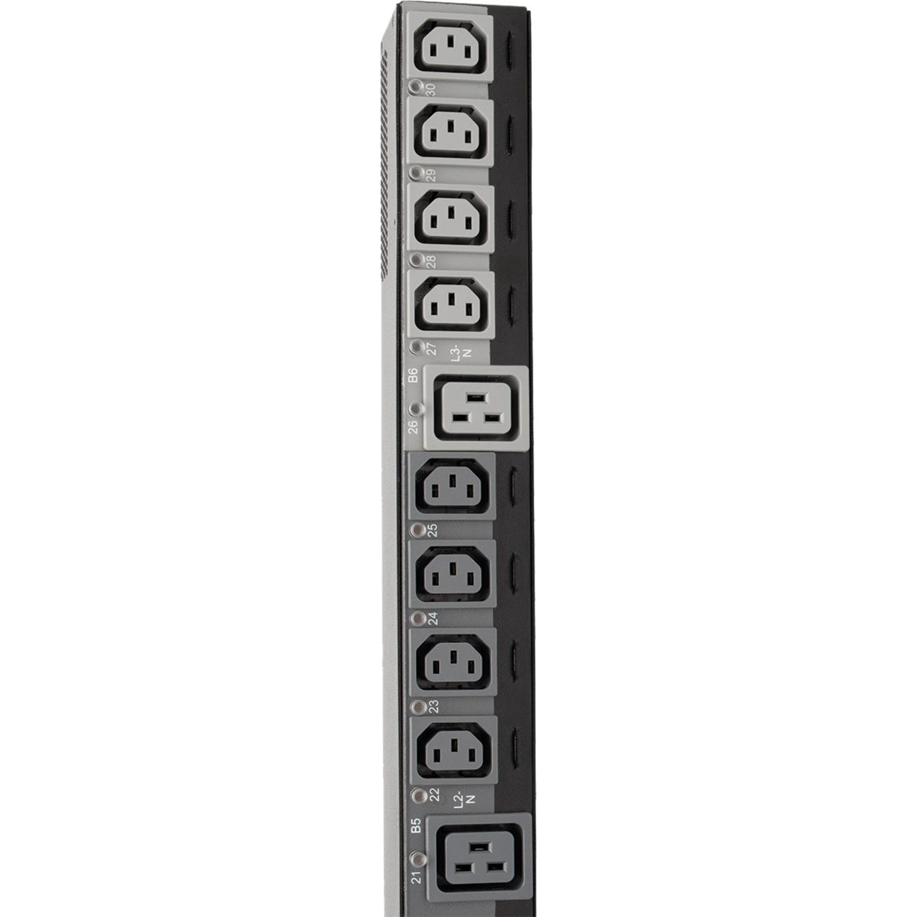 Close-up of PDU outlet array showing C13 and C19 power outlets-alternate-image6