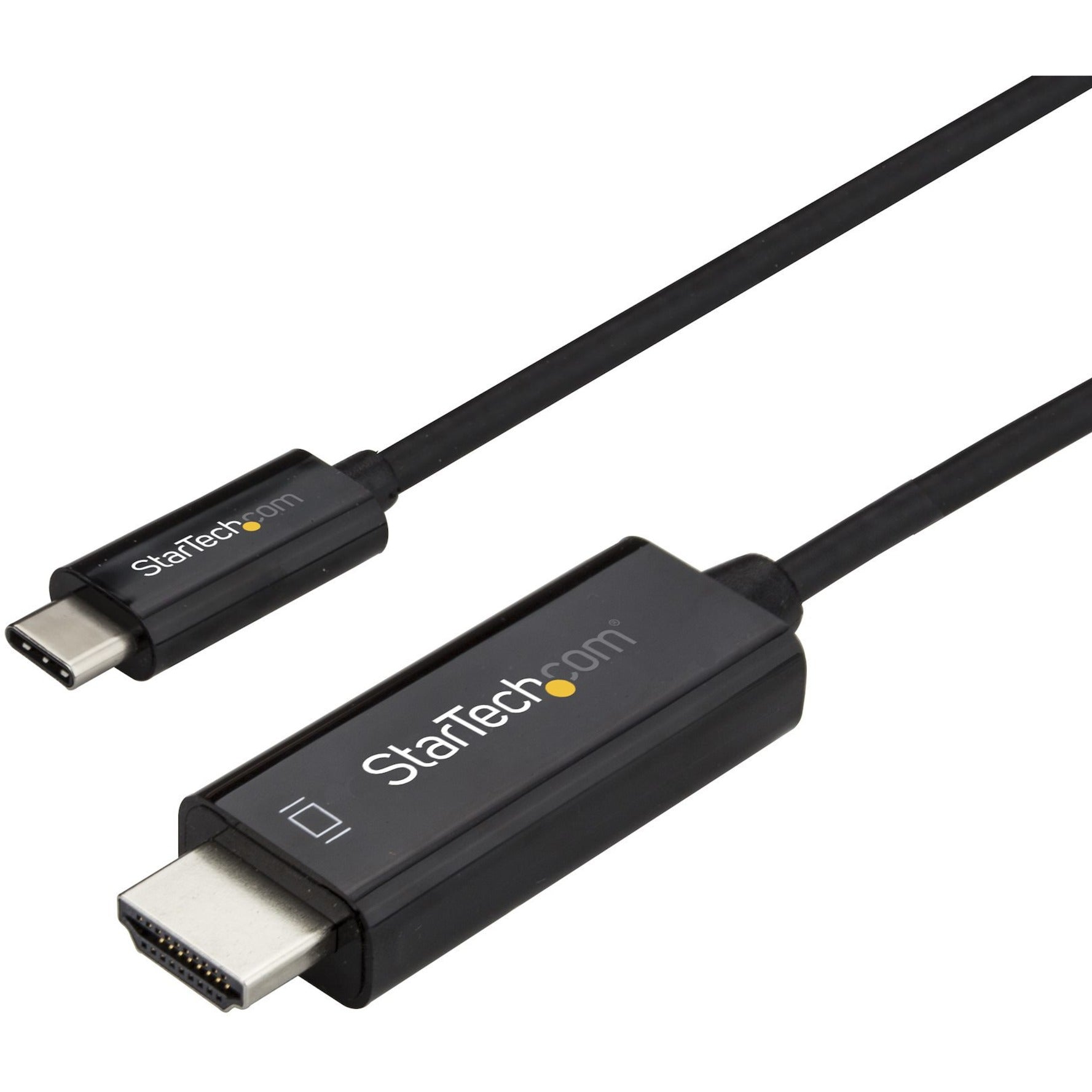 StarTech.com USB-C to HDMI cable showing both connector ends with black cable and white branding-alternate-image1