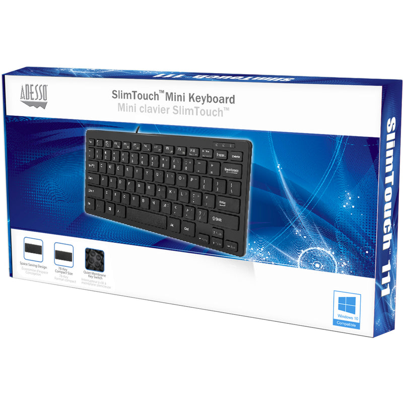 Retail box packaging of the SlimTouch Mini Keyboard