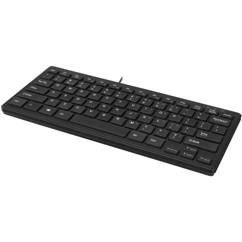 Angled view of the SlimTouch Mini Keyboard displaying key arrangement and slim profile