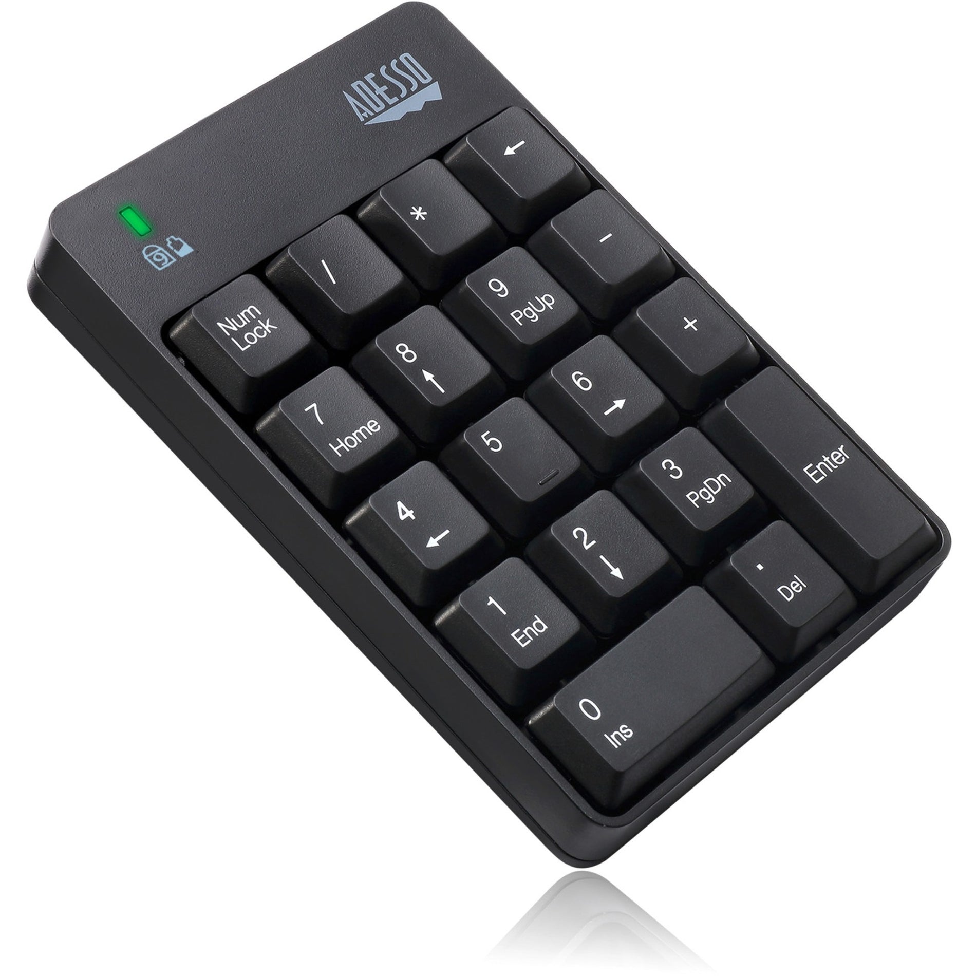 Angled perspective of Adesso numeric keypad showing ergonomic design-alternate-image3