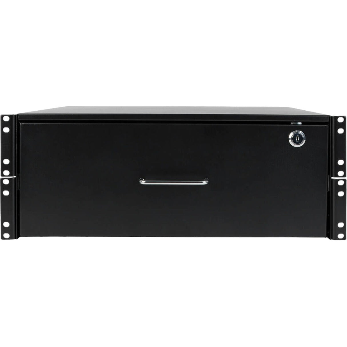 Front-facing view of 4U rack drawer showing sleek handle design and lock mechanism-alternate-image2