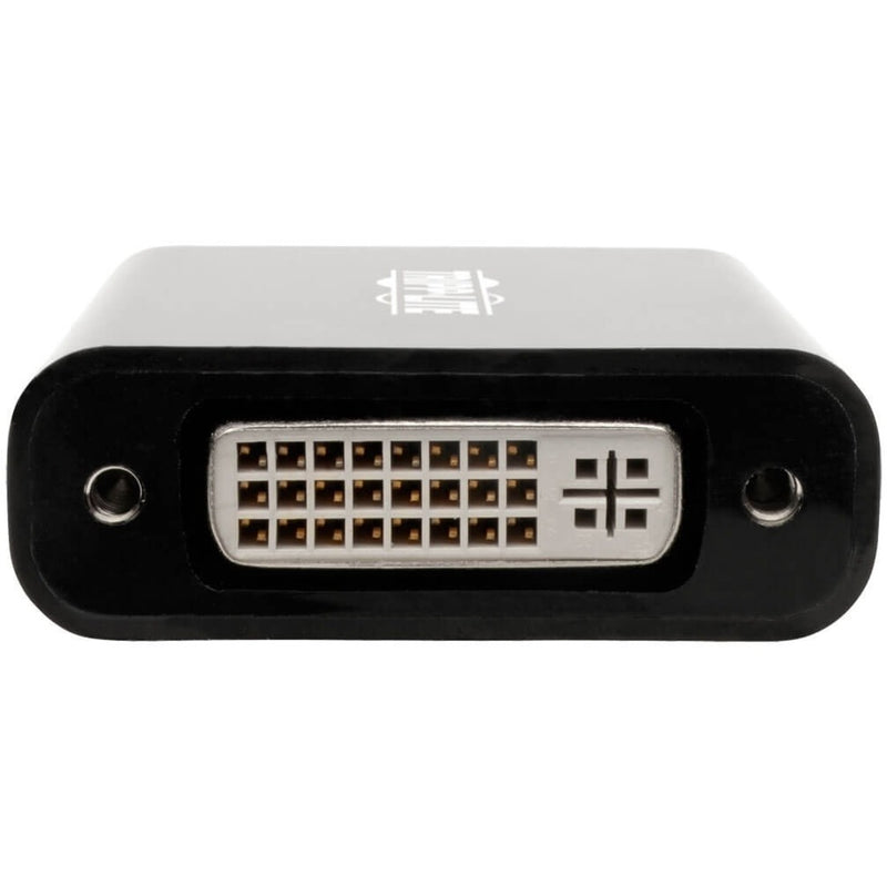 Close-up view of the DVI female port on Tripp Lite adapter showing pin configuration