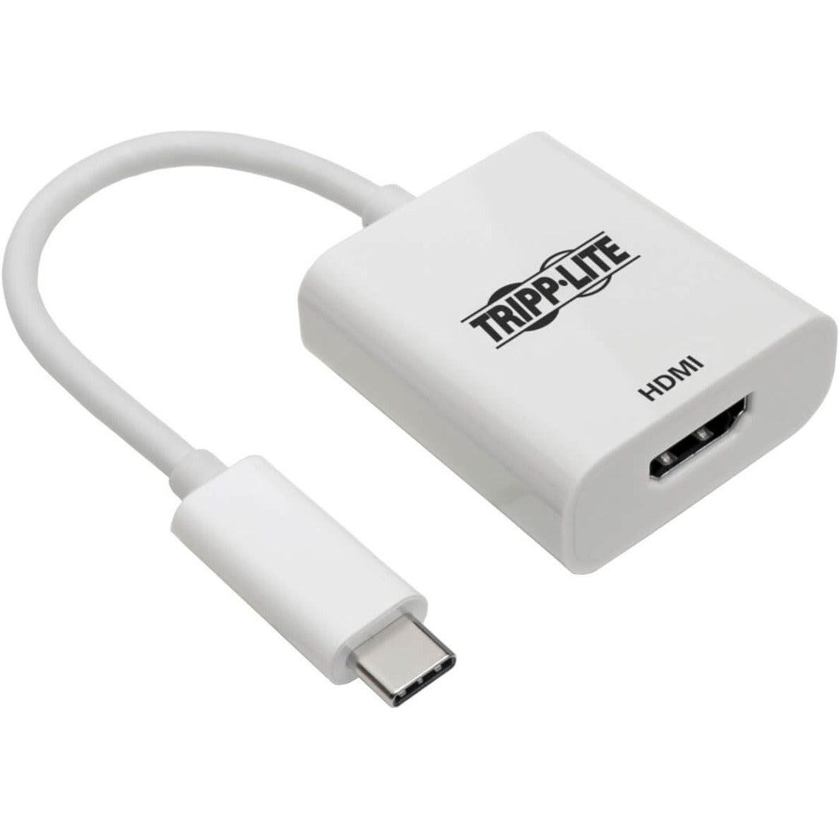 White Tripp Lite USB-C to HDMI adapter showing USB-C connector and HDMI port-alternate-image1