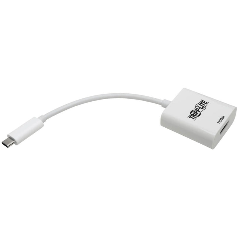 Side view of white Tripp Lite USB-C to HDMI adapter showing slim profile