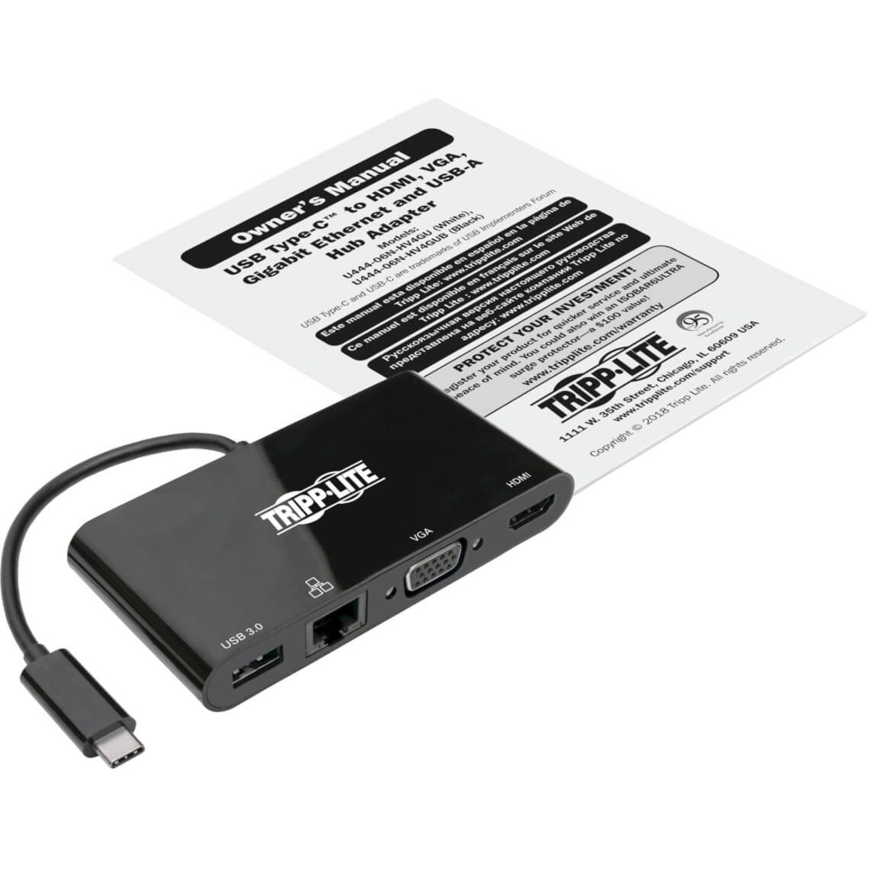 Tripp Lite U444-06N-HV4GUB 도킹 스테이션 USB-C에서 HDMI 어댑터 블랙