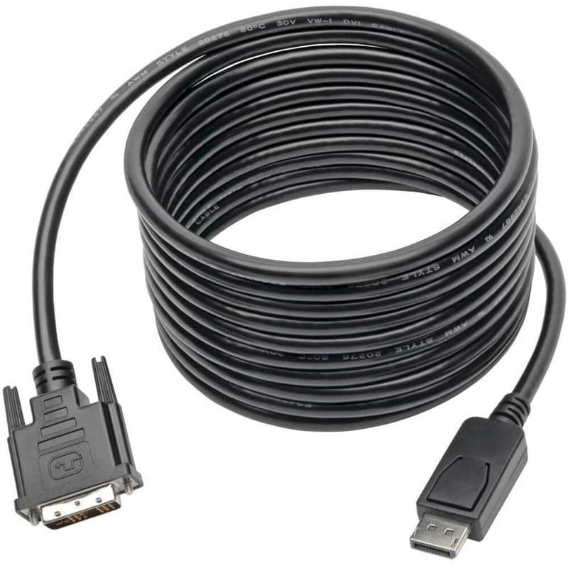 Full length view of Tripp Lite P581-015 DisplayPort to DVI-D cable showing 15-foot cable coiled