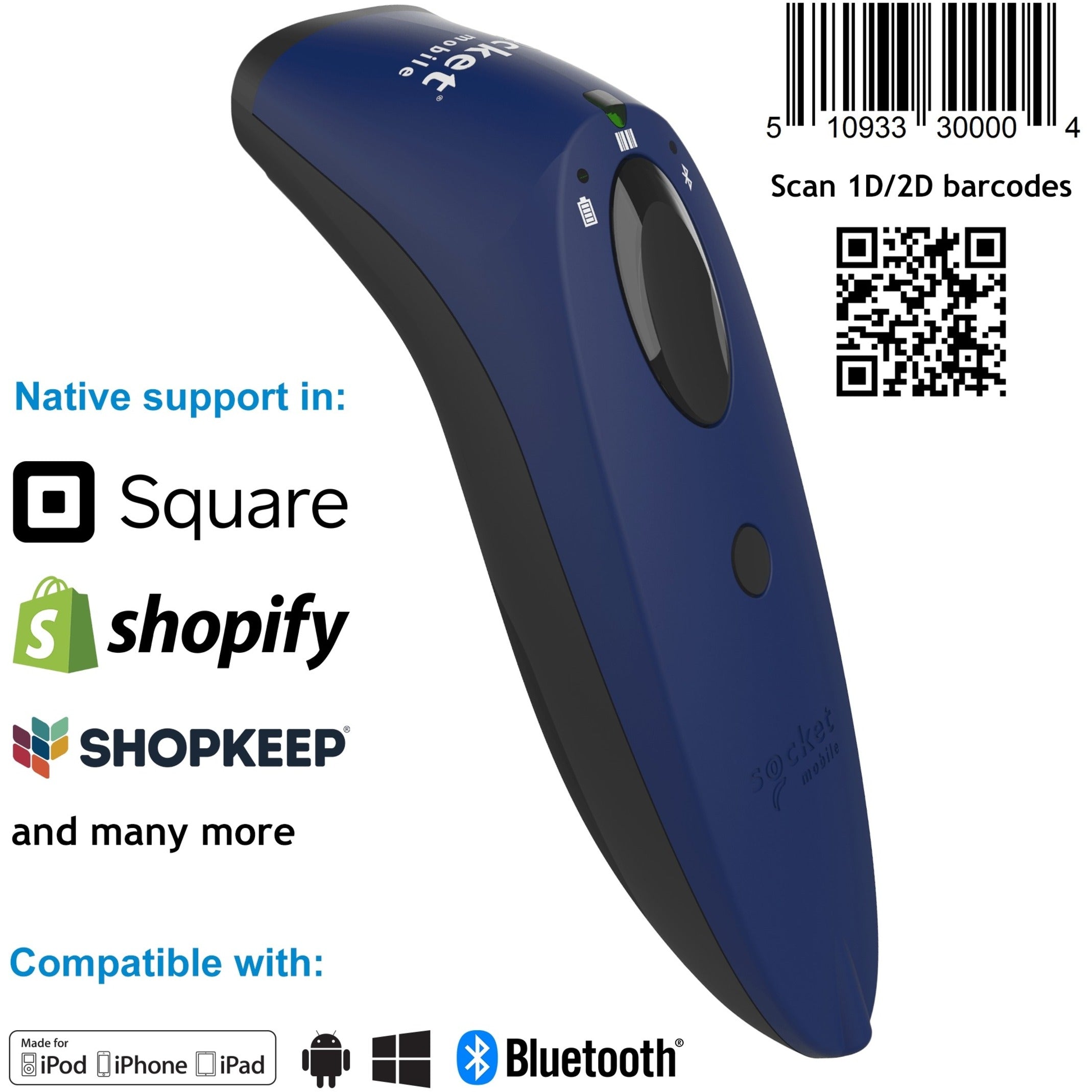 Marca: Socket Mobile Tipo: Escáner de códigos de barras universal SocketScan S740 Color: Azul