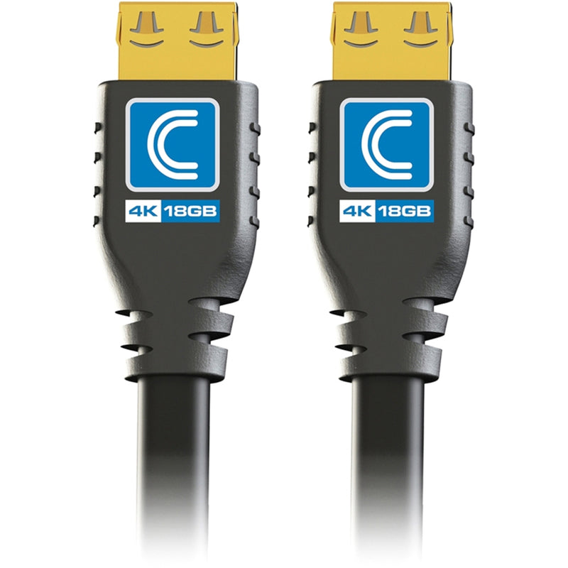 Detailed view of HDMI connector highlighting ProGrip retention system and 4K 18GB specification label