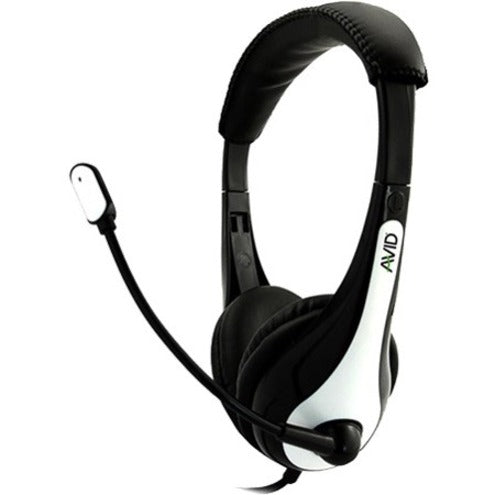 AVID AE-36 educational headset in black and white with adjustable headband and noise-canceling boom microphone-alternate-image1