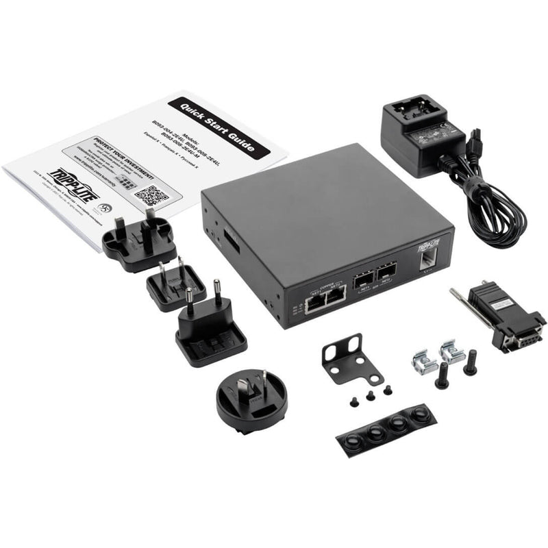 Complete package contents of B093-008-2E4U-M including accessories and mounting hardware