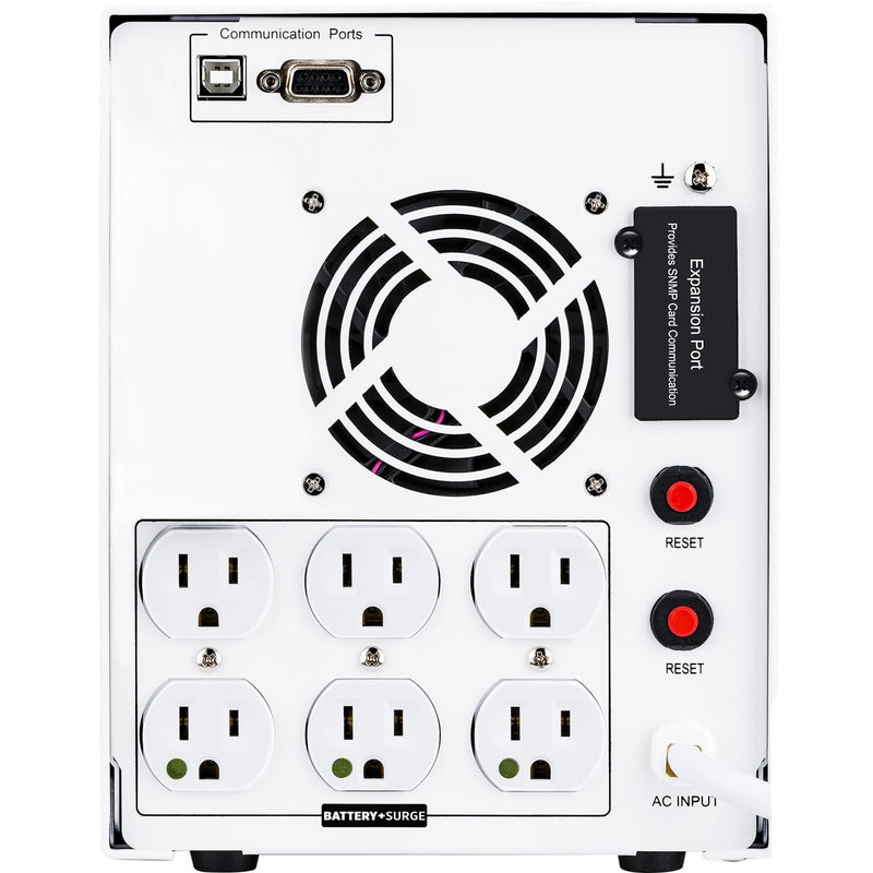 Rear panel view of CyberPower M1100XL medical UPS showing outlets and connectivity ports