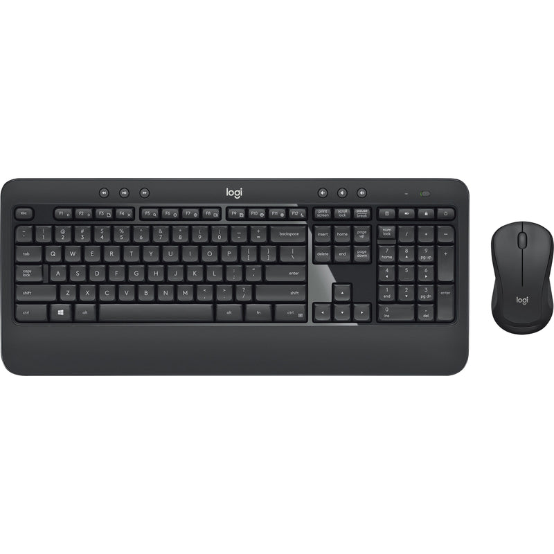 Top view of Logitech MK540 keyboard and mouse showing full key layout and ergonomic design