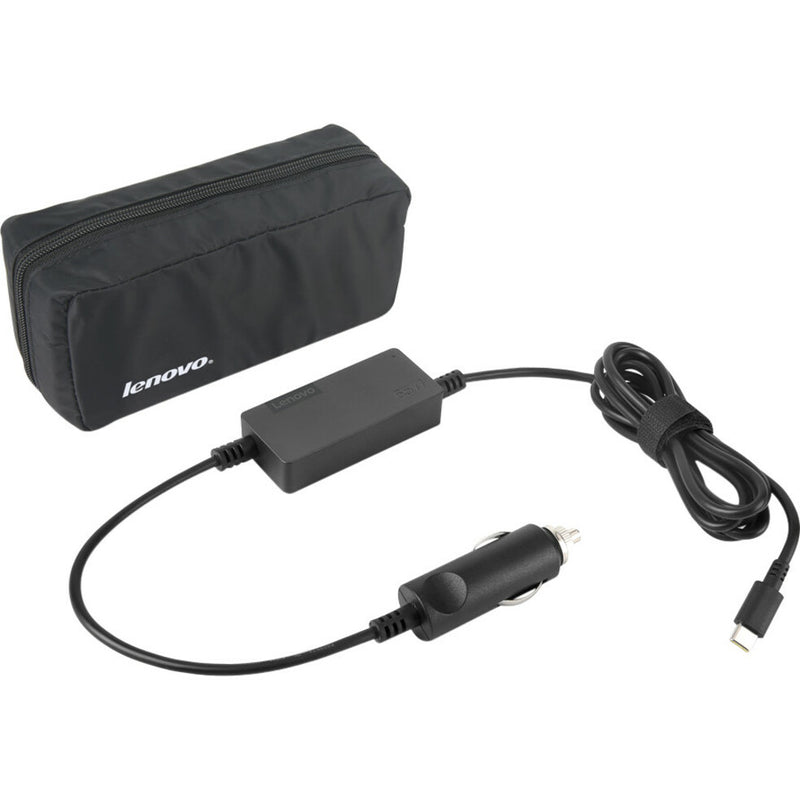 Complete Lenovo DC adapter kit with travel case, adapter unit, and cables