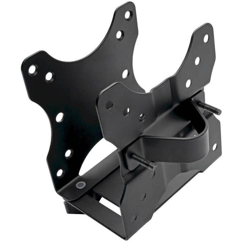 Black powder-coated steel mounting bracket with adjustable frame and mounting holes