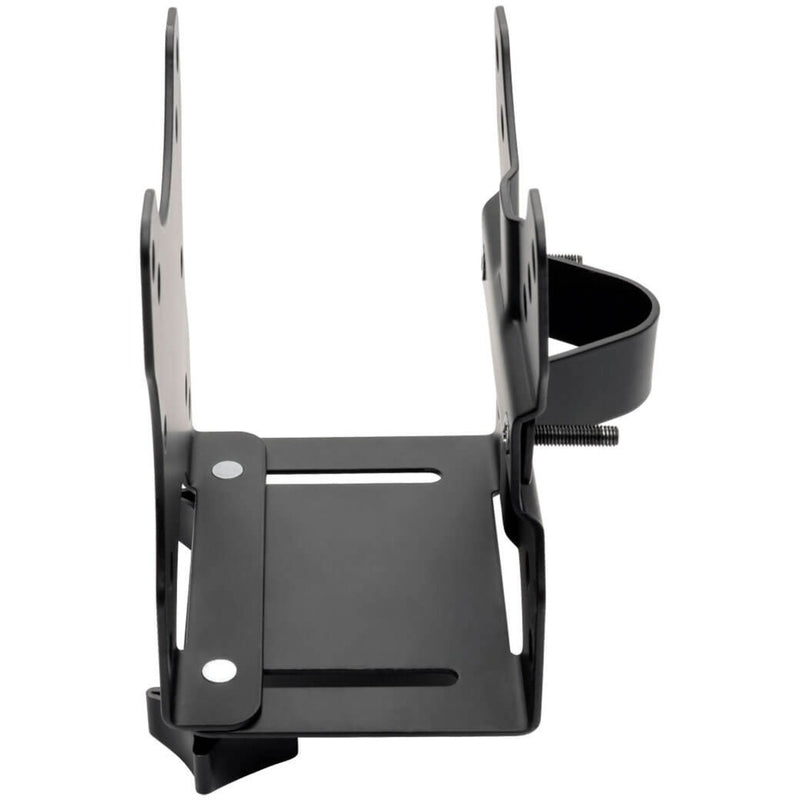 Side view of the universal thin client mount showing adjustable brackets and mounting slots