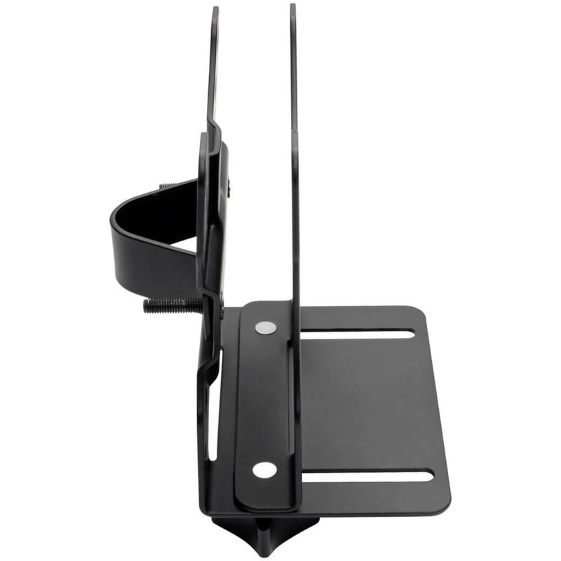 Profile view of thin client mount showing accessibility features and adjustable components