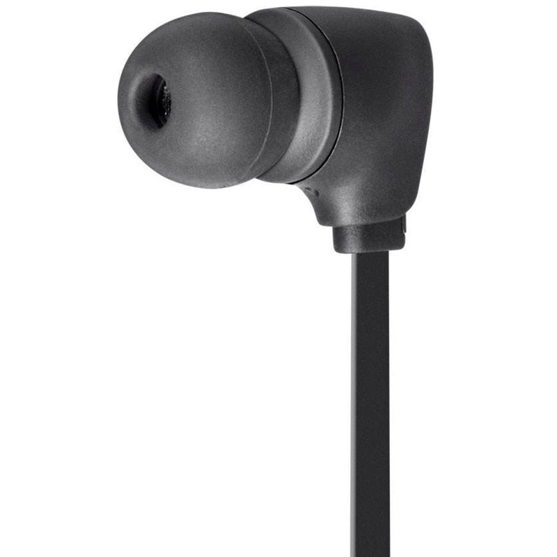 Detailed side view of Monoprice earbud showing angled design and driver housing