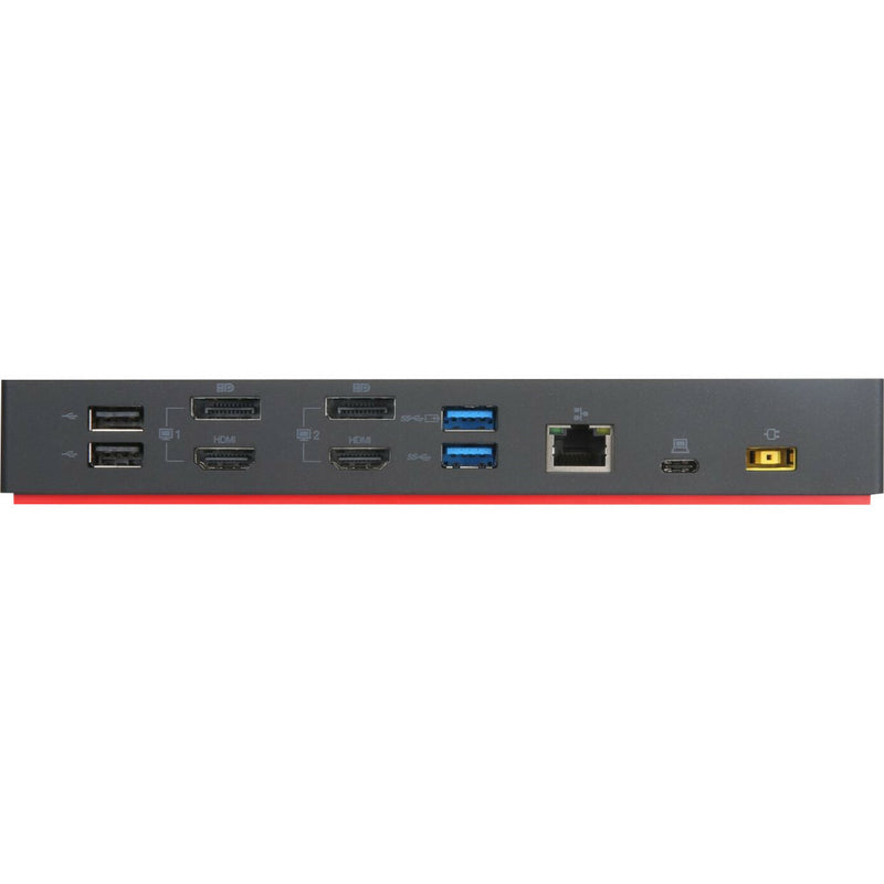 Rear view of ThinkPad Hybrid dock showing full port selection