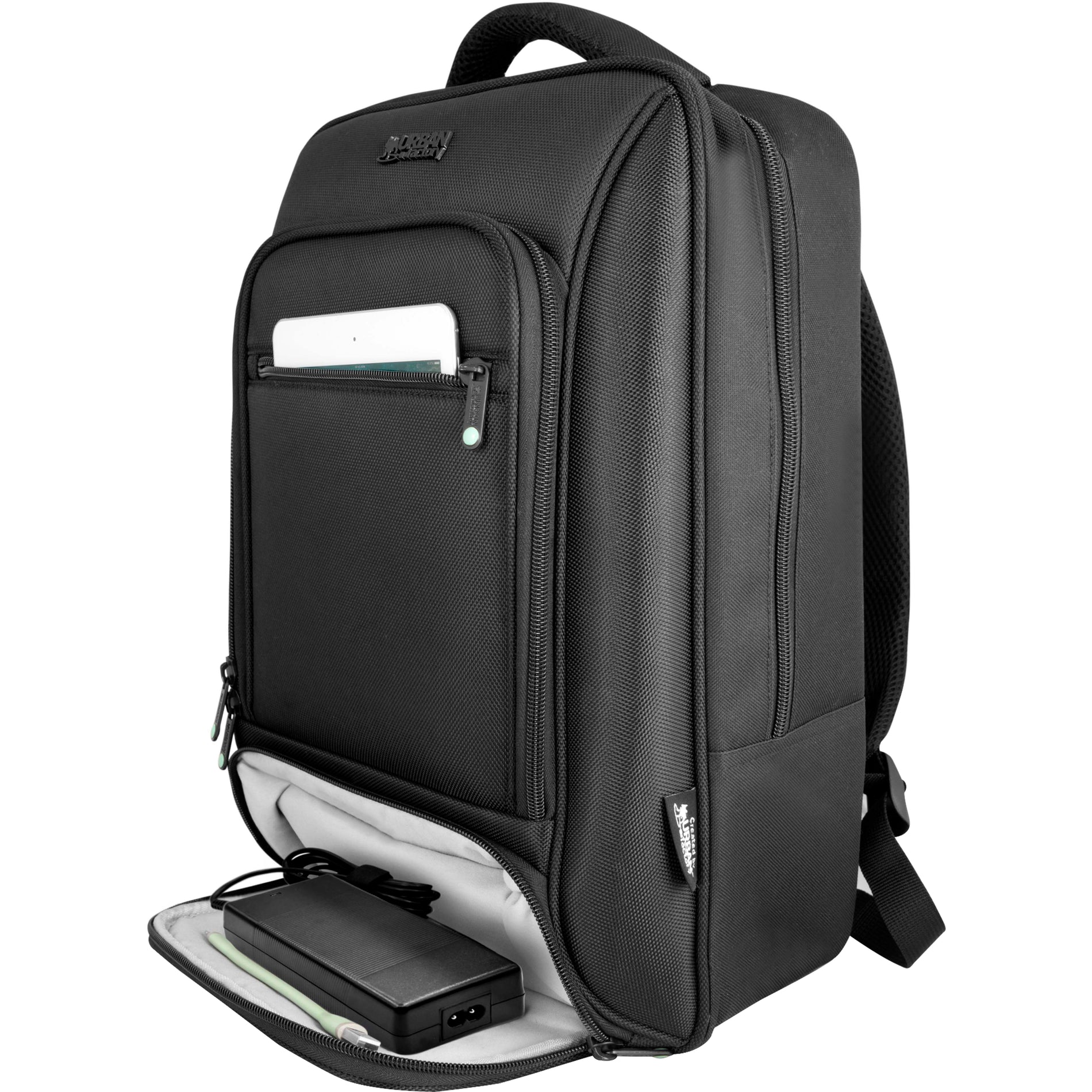 Side view of MIXEE backpack showing bottom charging equipment compartment-alternate-image8