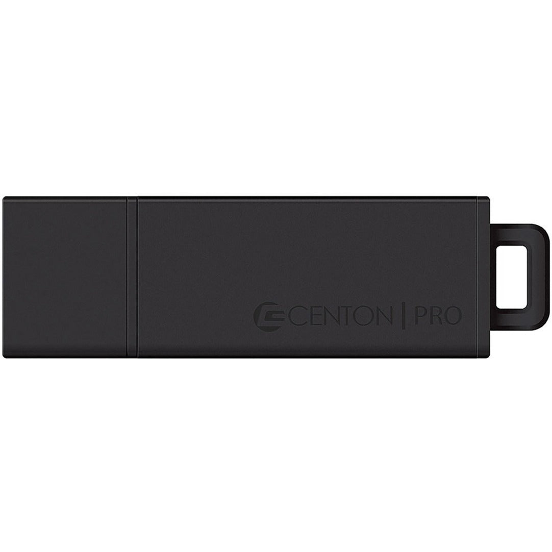 Black Centon DataStick Pro2 USB flash drive with integrated carrying loop and embossed branding-alternate-image1