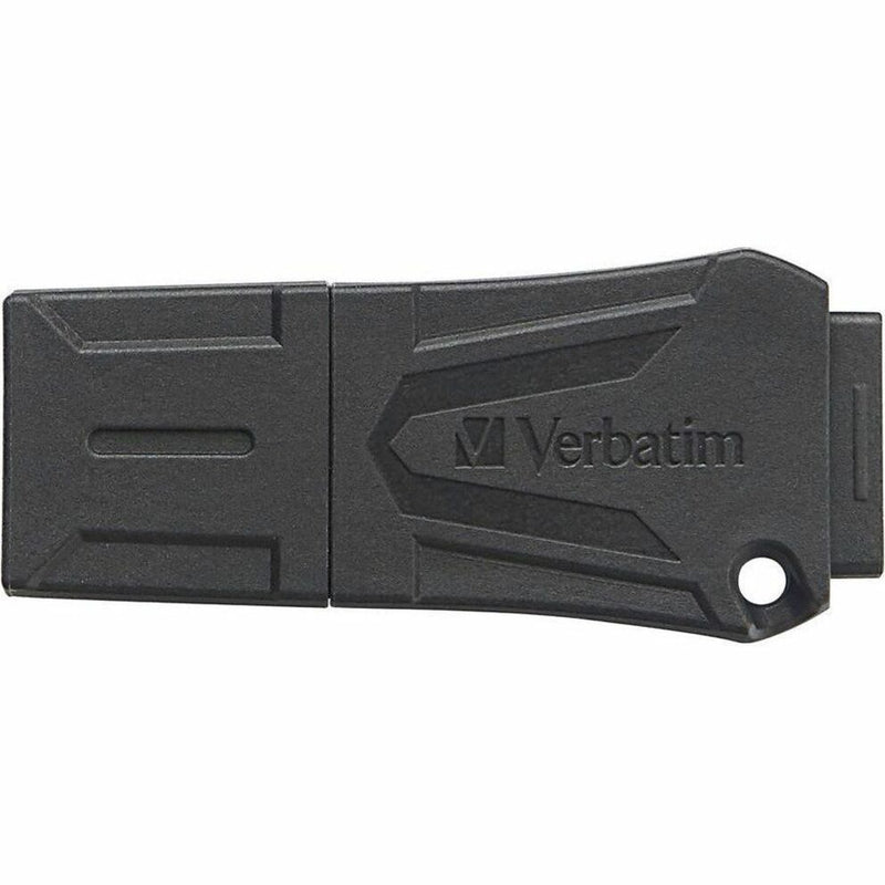 Profile view of Verbatim ToughMAX USB drive showcasing its angular design and durable construction